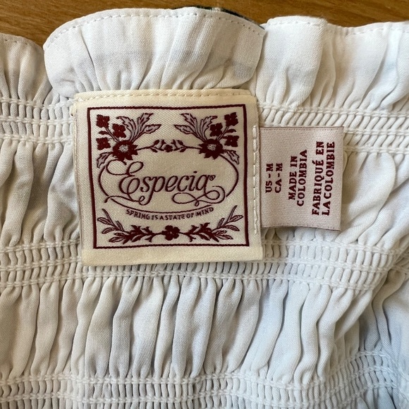 ESPECIA MAXI DRESS M FLORAL COTTON SMOCKED OFF SHOULDER SLEEVES SUMMER FEMININE - Picture 12 of 13